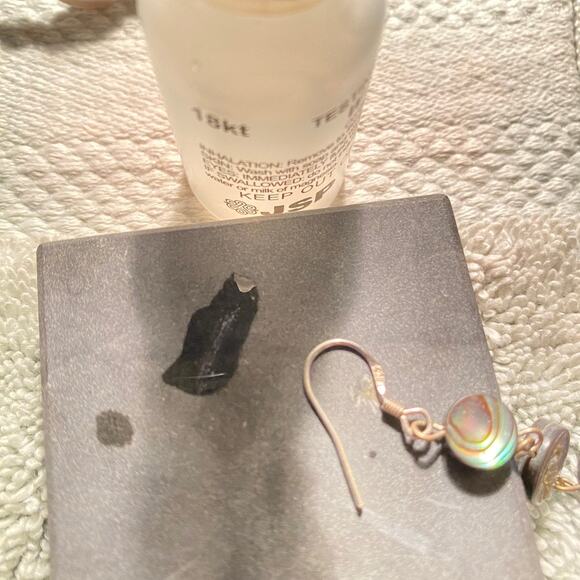 Sterling Silver Mother of Pearl Abalone Bracelet Earrings Jewelry Set - Picture 10 of 10